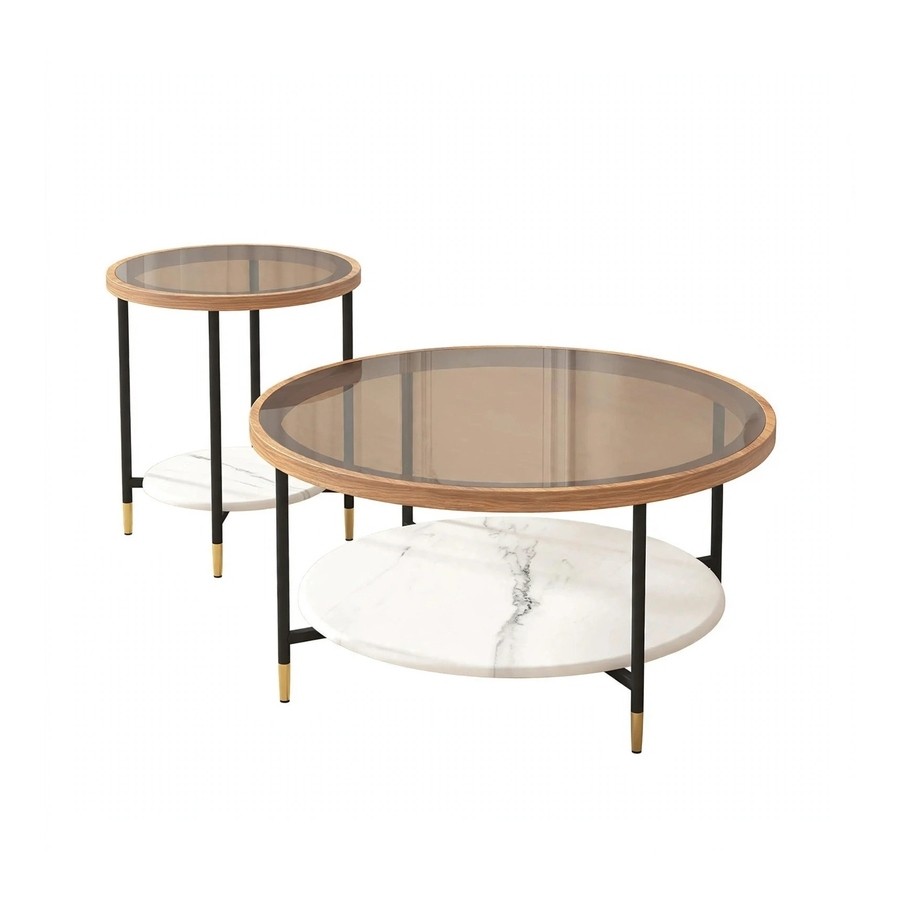 Table basse ronde 2 en 1