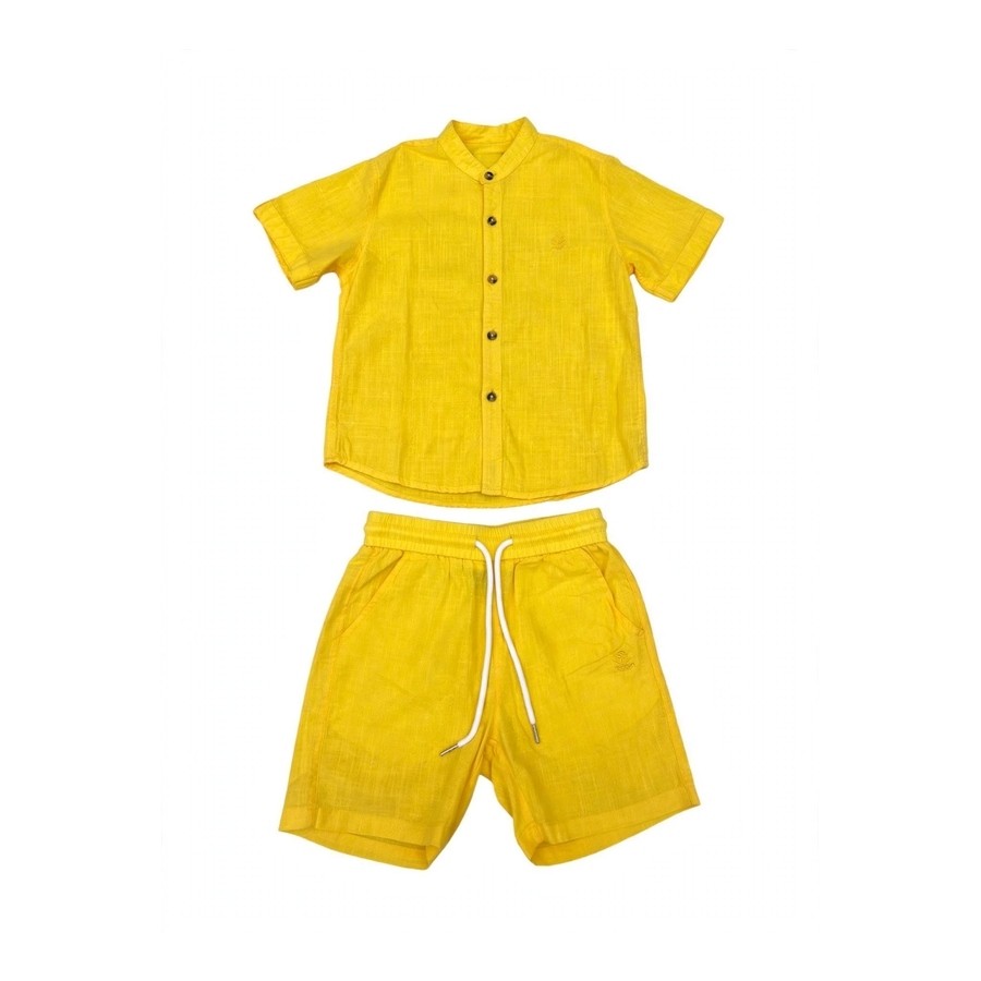 Ensemble 2 pièces Garçon col Mao+ short lin